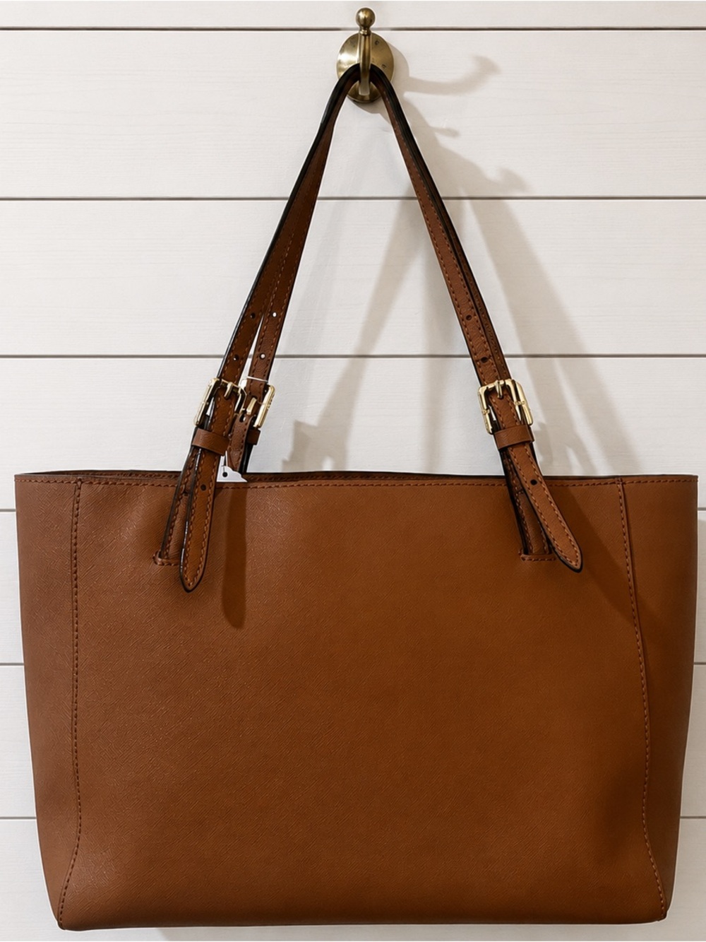 Tory Burch Brown Leather Double-Handle Tote with Gold Logo. Medium Size - Picture 2 of 2